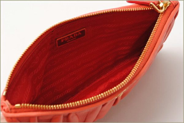 co p 064 3 Prada Flat Pouch Pouch Nappa Gaufre Coral Orange