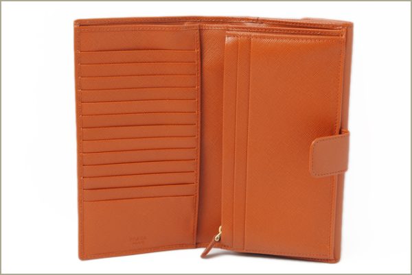 co p 105 5 Prada Long Wallet Double Hook Saffiano Metal Orange