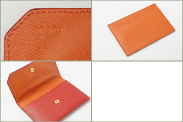 co p 109 3 Prada Card Case Saffiano Corner Fuoco Papaya