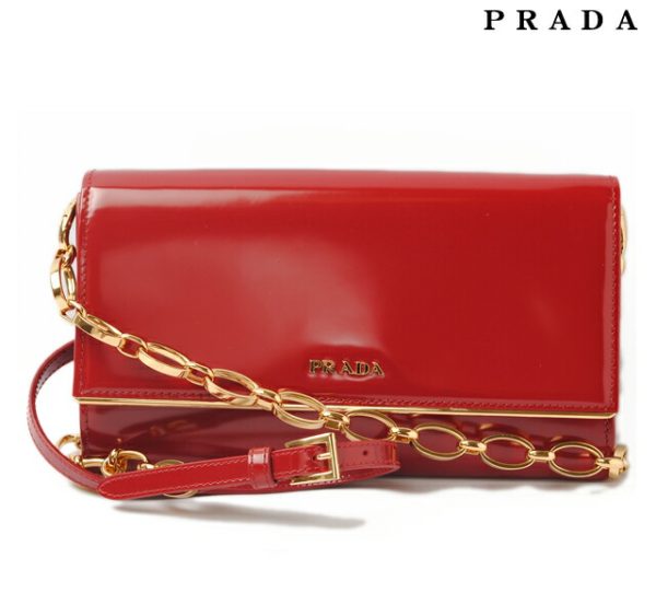 co p 116 1 Prada Chain Wallet Spazzolato Bag Red