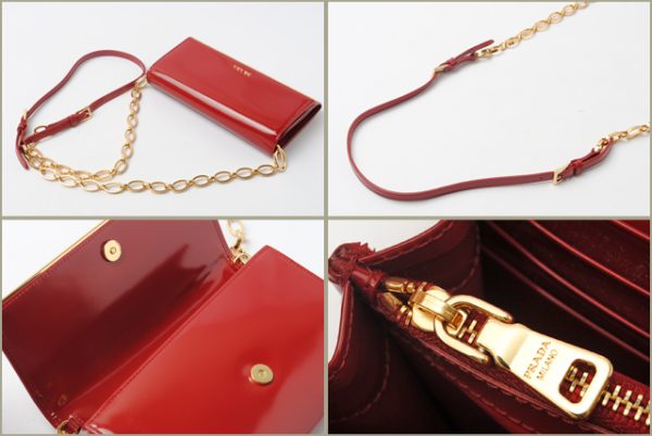 co p 116 3 Prada Chain Wallet Spazzolato Bag Red