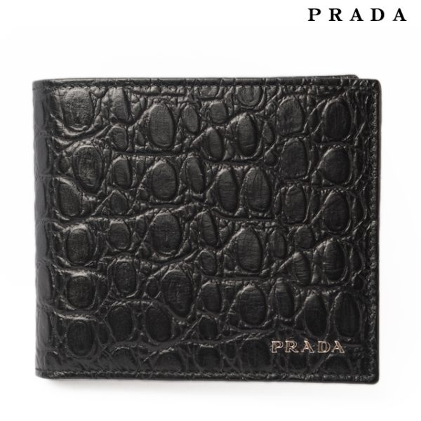 co p 157 1 Prada Folding Wallet Vitello Crocodile Bag Black