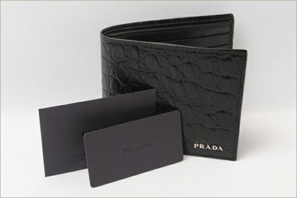 co p 157 4 Prada Folding Wallet Crocodile Black