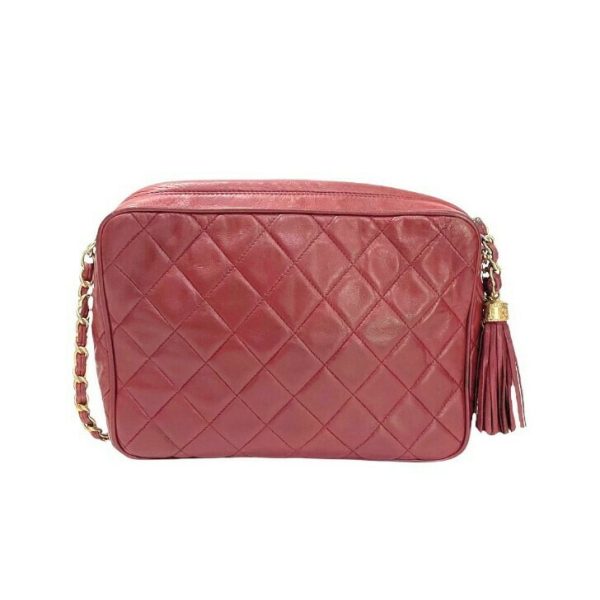 compass1637903622 Chanel Matelasse Shoulder Bag Lambskin Red