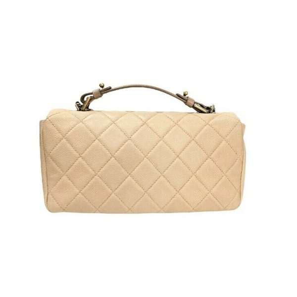 compass1637912350 Chanel Caviar 2way Handbag Beige