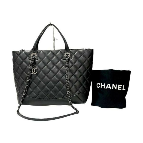 compass1641873404 Chanel Matelasse 2way Handbag Black