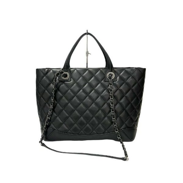 compass1641873408 Chanel Matelasse 2way Handbag Black