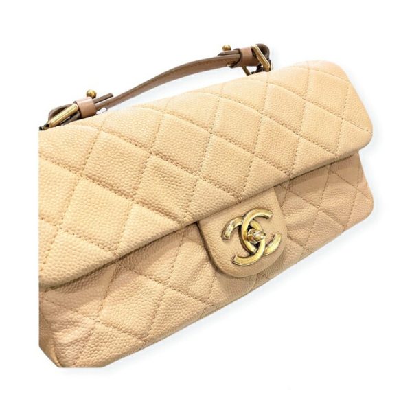 compass1642211812 Chanel Caviar 2way Handbag Beige