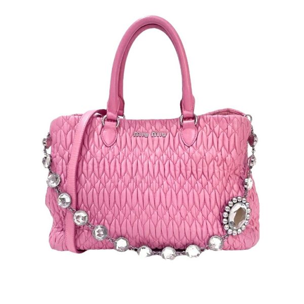 compass1655006808 Miu Miu Nappa 2way Handbag Pink