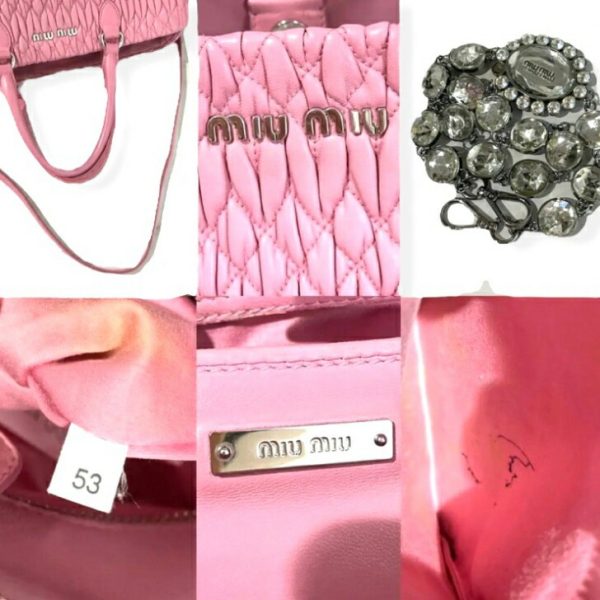 compass1655007028 Miu Miu Nappa 2way Handbag Pink