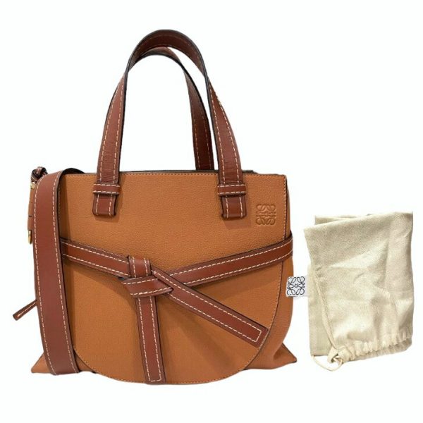 compass1658393588 Loewe Gate Top Handle Handbag Brown