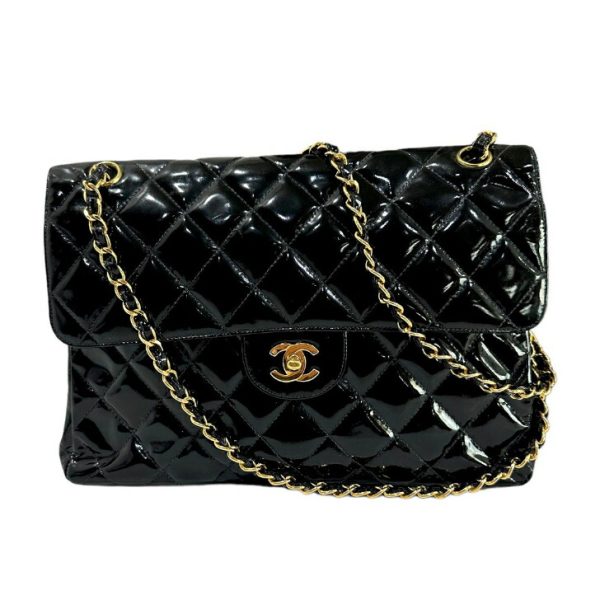 compass1674284209 Chanel W Face Patent Shoulder Bag Black