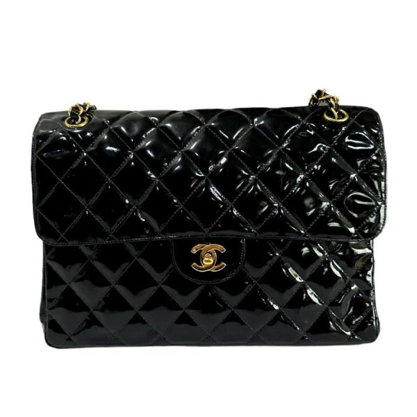 compass1674284218 Chanel W Face Patent Shoulder Bag Black