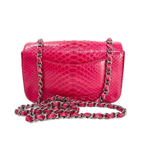 compass1674349210 Chanel Python Shoulder Bag Mini Red Pink