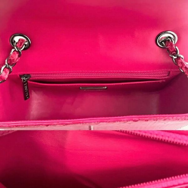 compass1674349415 Chanel Python Shoulder Bag Mini Red Pink