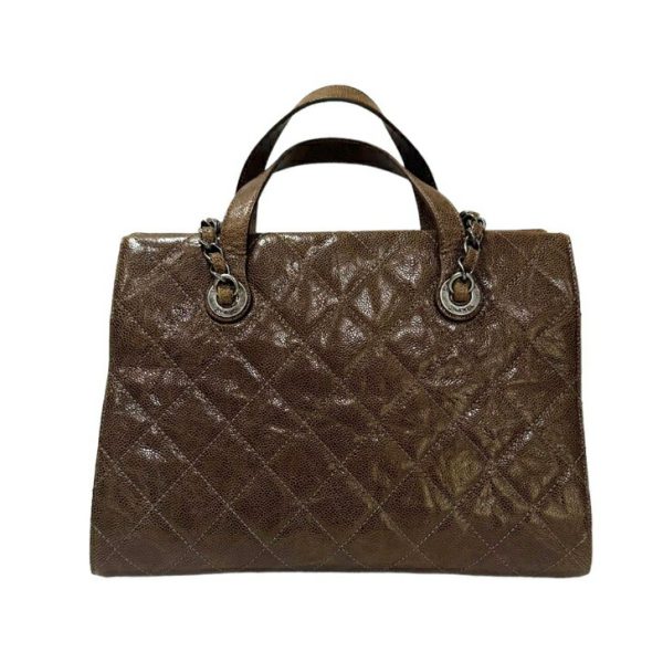 compass1676702392 Chanel Caviar Matelasse 2way Handbag Brown