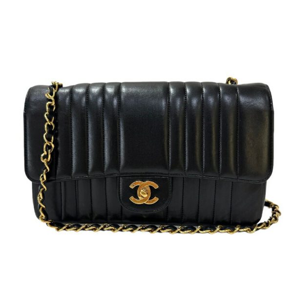 compass1679733985 Chanel Mademoiselle Lambskin Shoulder Bag Black