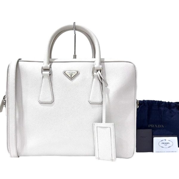 compass1686205529 Prada Saffiano 2way Bag White