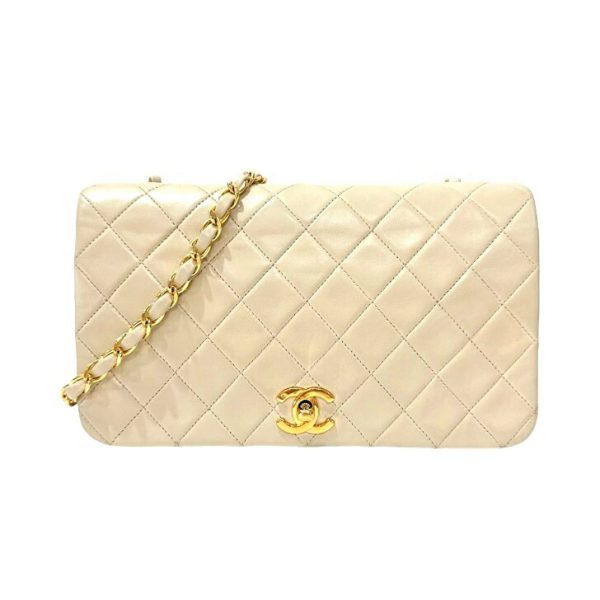 compass1687323527 Chanel Full Flap Matelasse Shoulder Bag Lambskin Ivory