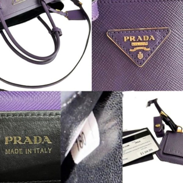 compass1687327942 Prada Saffiano Cuir 2way Handbag Purple