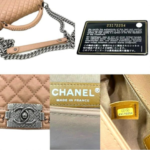 compass1689837590 Chanel Boy Top Handle 2way Shoulder Bag Lambskin Pink Beige