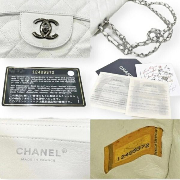 compass1691811714 Chanel Caviar Big Matelasse Shoulder Bag White