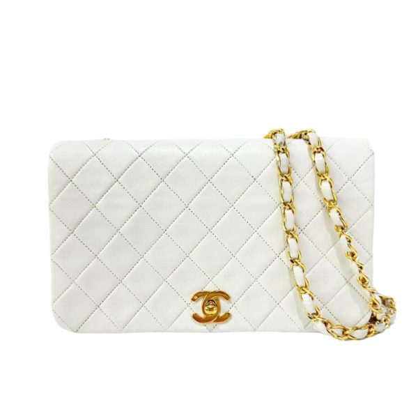 compass1693205098 Chanel Full Flap Matelasse Shoulder Bag Lambskin White