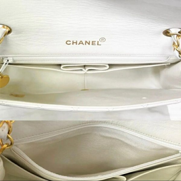 compass1693205135 Chanel Full Flap Matelasse Shoulder Bag Lambskin White