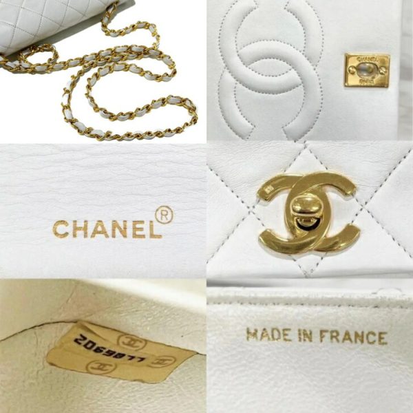 compass1693205160 Chanel Full Flap Matelasse Shoulder Bag Lambskin White