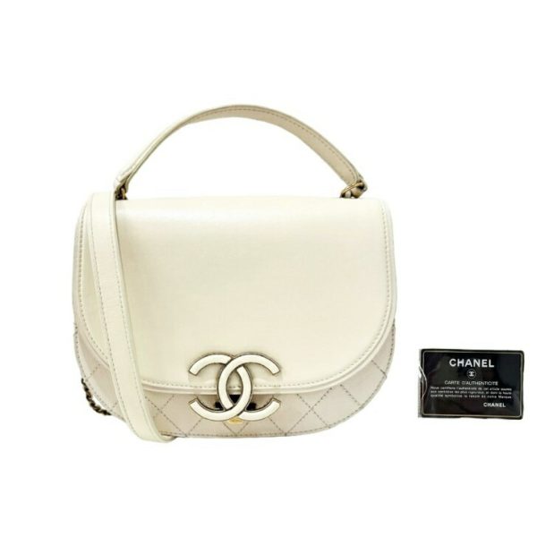 compass1693205432 Chanel Matelasse 2way Shoulder Bag Ivory