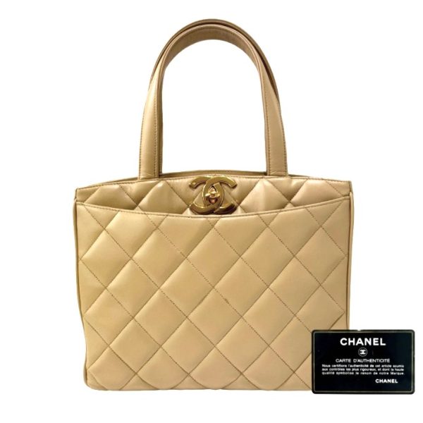 compass1695880990 Chanel Matelasse Tote Bag Lambskin Beige