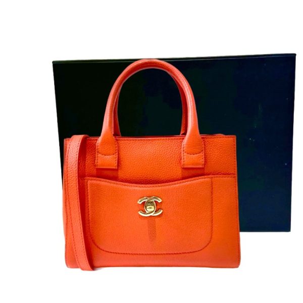 compass1696059787 Chanel Neo Executive Tote Small Caviar 2way Bag Orange