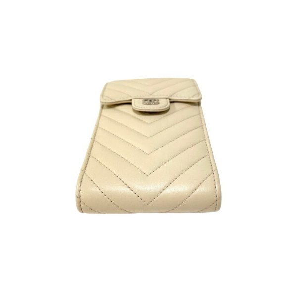 compass1697270991 Chanel Chain Shoulder Phone Pouch Chevron Lambskin Ivory