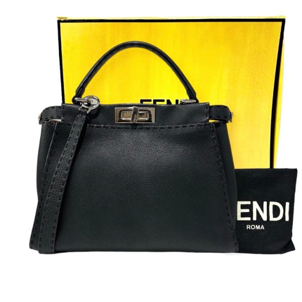 compass1698207803 Fendi Peekaboo Selleria Handbag Black