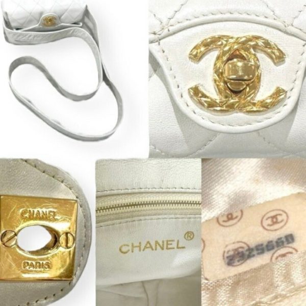 compass1699002264 Chanel Matelasse Shoulder Bag Lambskin White Vintage