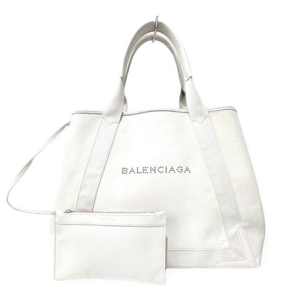 compass1699687613 Balenciaga Blue Cabas Tote White