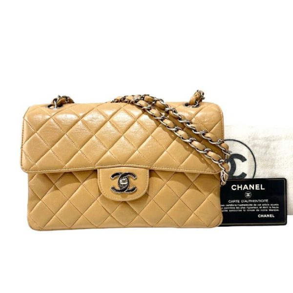 compass1699948840 Chanel W Face Matelasse Shoulder Bag Lambskin Beige