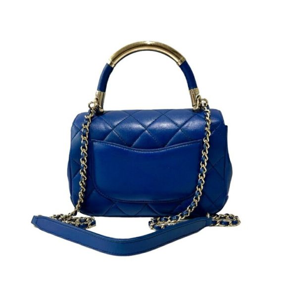 compass1699952929 Chanel Top Handle 2way Handbag Matelasse Lambskin Blue