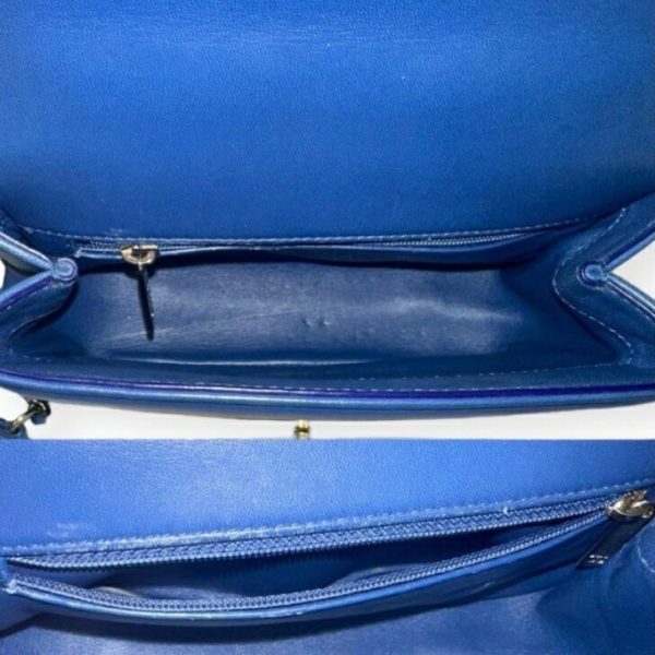 compass1699952940 Chanel Top Handle 2way Handbag Matelasse Lambskin Blue