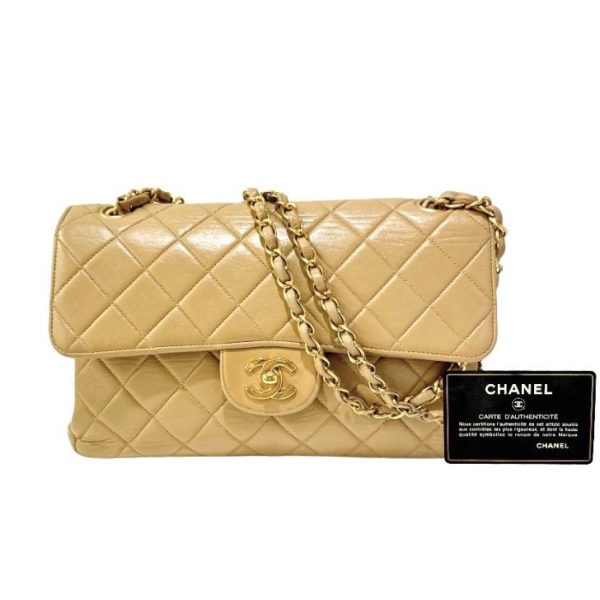 compass1703647747 Chanel W Face Matelasse Shoulder Bag Lambskin Beige