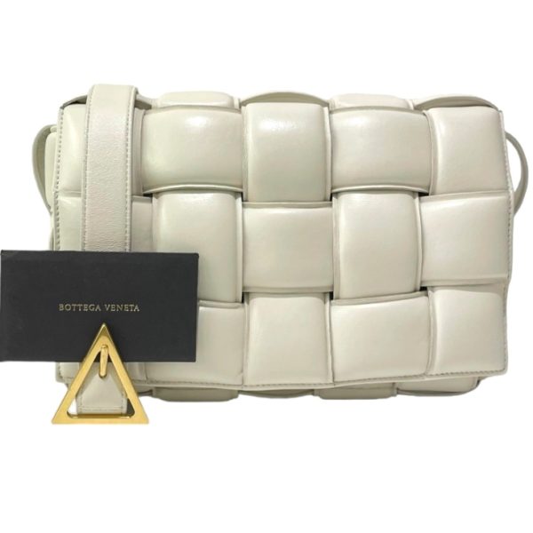 compass1712122707 Bottega Veneta Padded Cassette Shoulder Bag Ivory