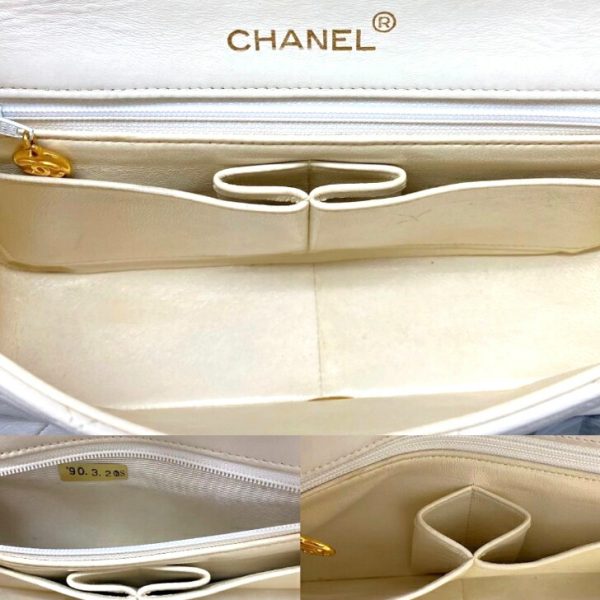 compass1712122973 Chanel Full Flap Matelasse Shoulder Bag Lambskin White