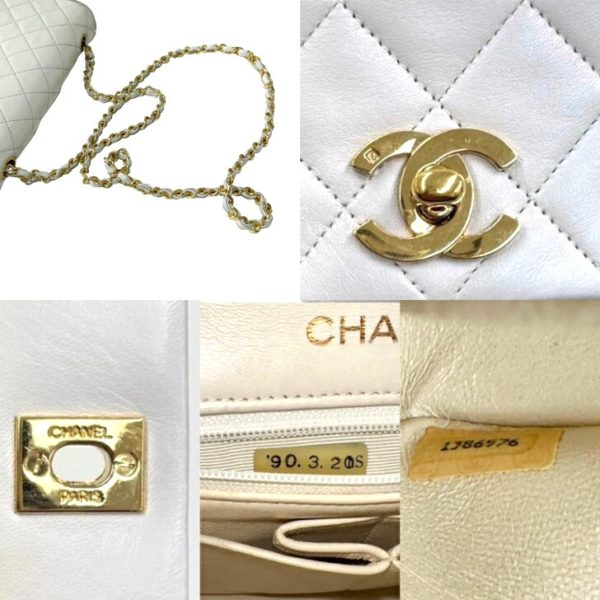 compass1712122984 Chanel Full Flap Matelasse Shoulder Bag Lambskin White