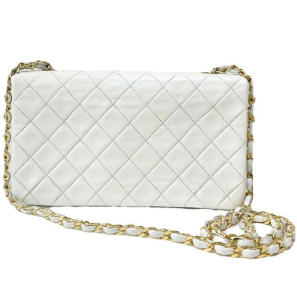 compass1712132919 Chanel Full Flap Matelasse Shoulder Bag Lambskin White