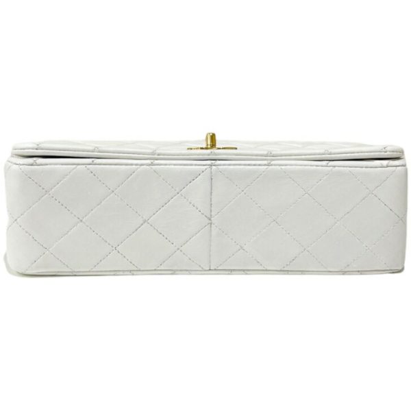 compass1712132924 Chanel Full Flap Matelasse Shoulder Bag Lambskin White