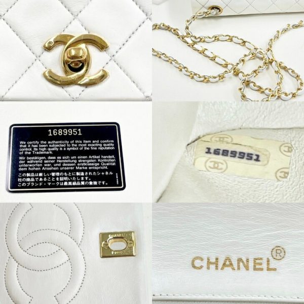 compass1712132939 Chanel Full Flap Matelasse Shoulder Bag Lambskin White