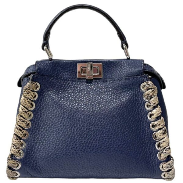 compass1715240002 Fendi Peekaboo Mini Selleria Handbag Blue