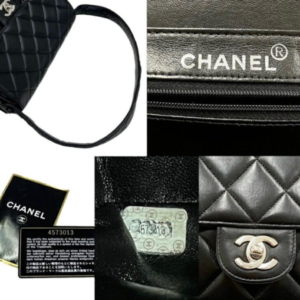 compass1716428735 Chanel W Face Matelasse Shoulder Bag Lambskin Black