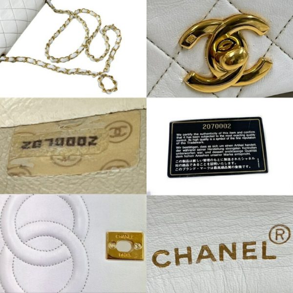 compass1716429079 Chanel Full Flap Matelasse Shoulder Bag Lambskin White