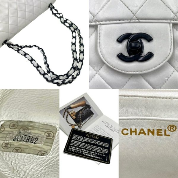 compass1716431018 Chanel Matelasse Shoulder Bag Lambskin White Black